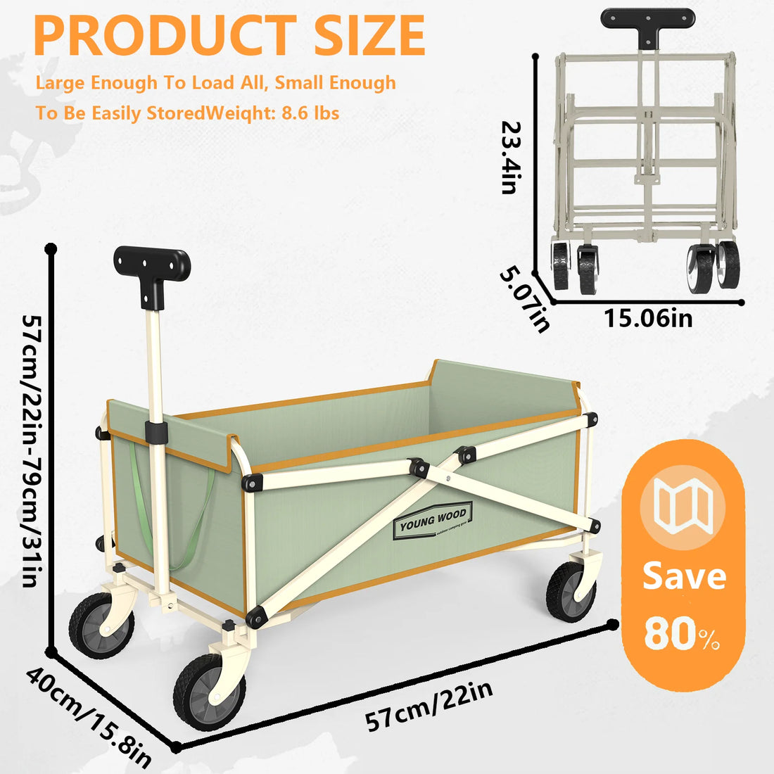 Mini green cart camping compact portable practical multifunctional lightweight sturdy environmentally friendly fashionable