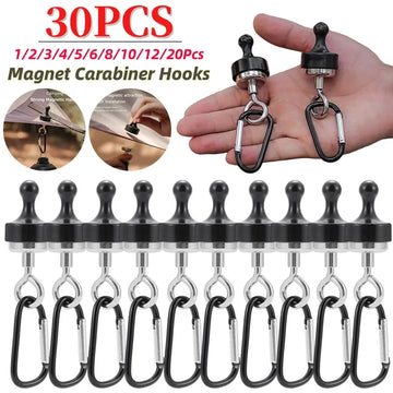 1-30Pcs Camping Magnetic Hooks Heavy Duty Separable Outdoor Tent Canopy Carabiner Clip Magnet Hanger Camping Tools Accessories